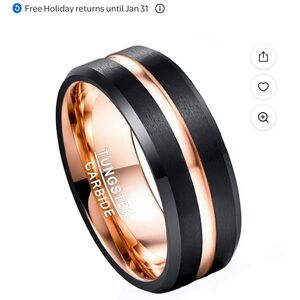 Black and Rose Gold Tungsten Carbide Ring